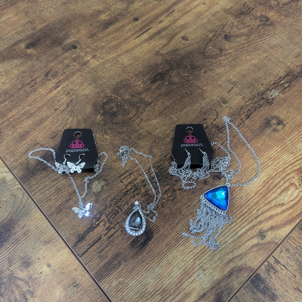Silver and Blue Paparazzi Necklaces